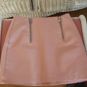 Pink leather zippee skirt